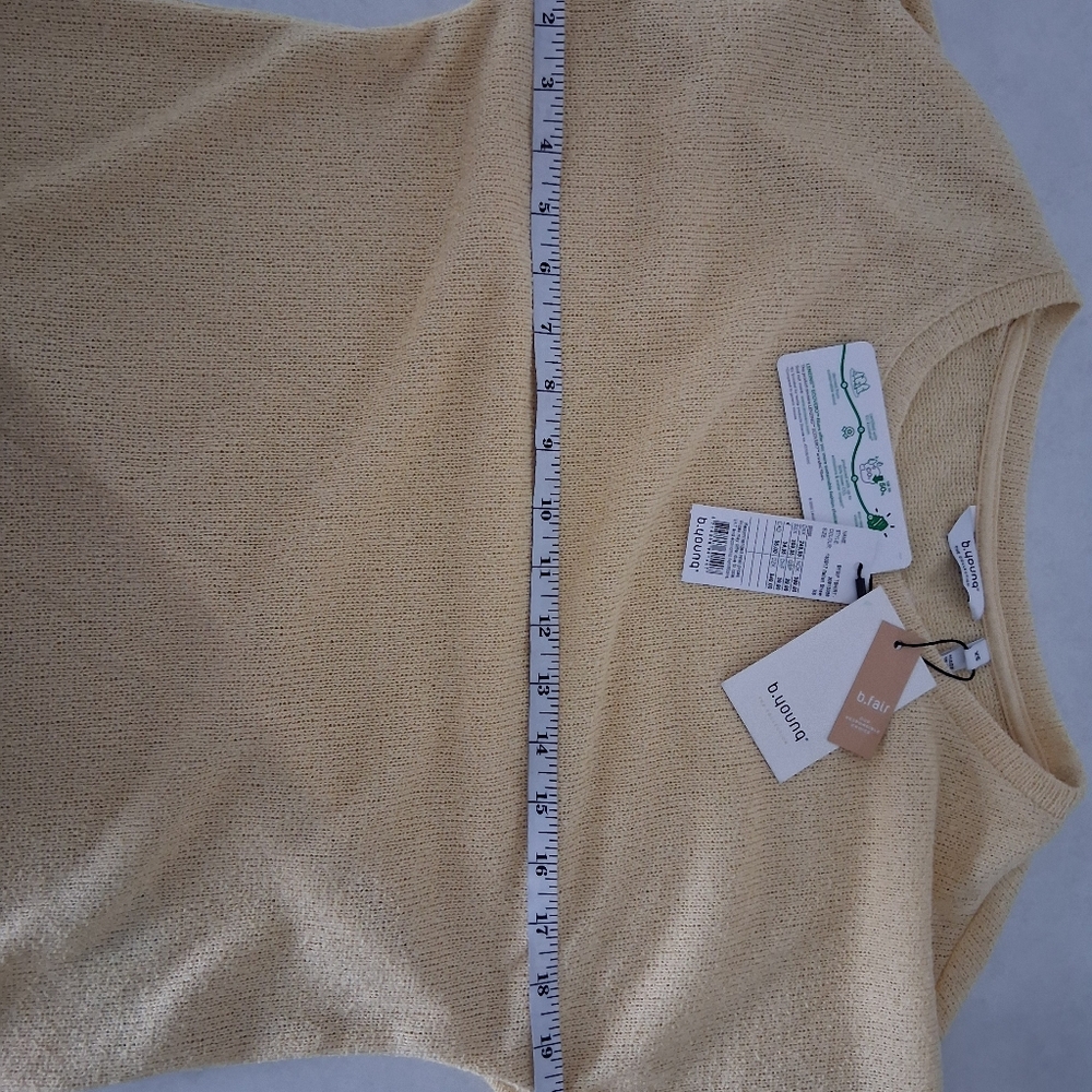 NWT B. Young/ Butter Yellow Short Sleeve Knit Tee/ Semi-sheer/ Size US XS - Picture 11 of 11